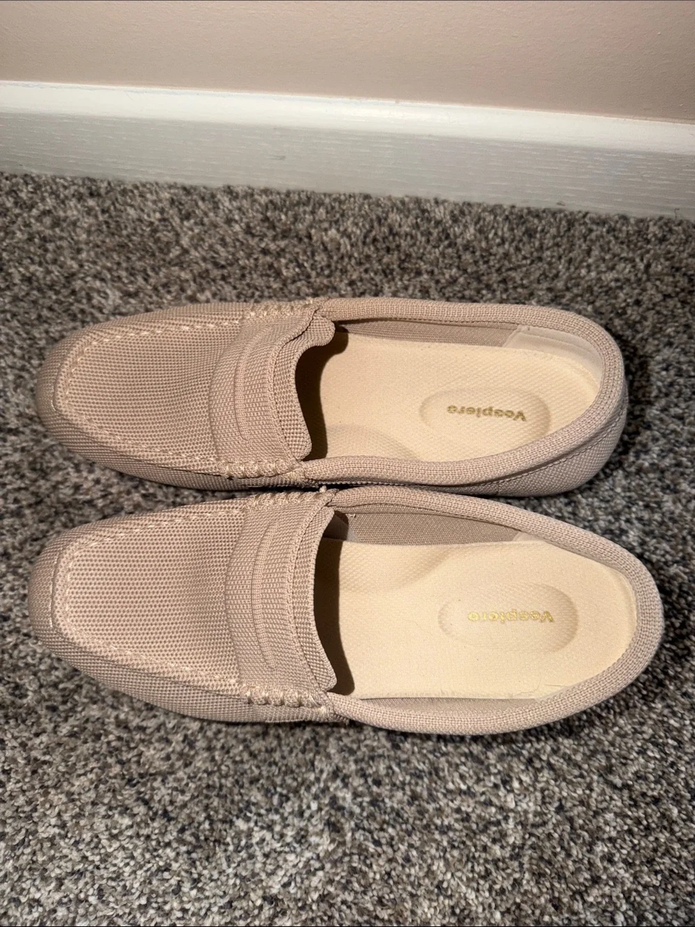 Men's Beige Knit Slip-On Loafers